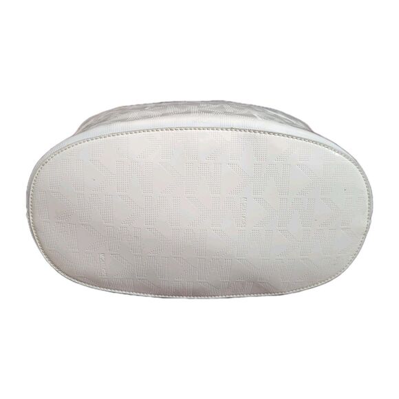 Michael Kors Jet Set Travel Medium Saffiano Leather Top-Clip Tote Bag in White - Picture 6 of 13